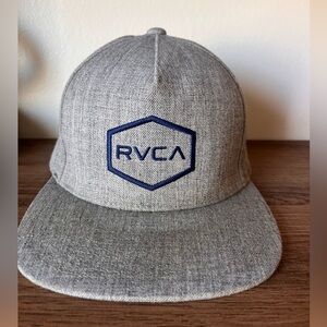RVCA mens Heather Gray Hat with Navy Emblem
